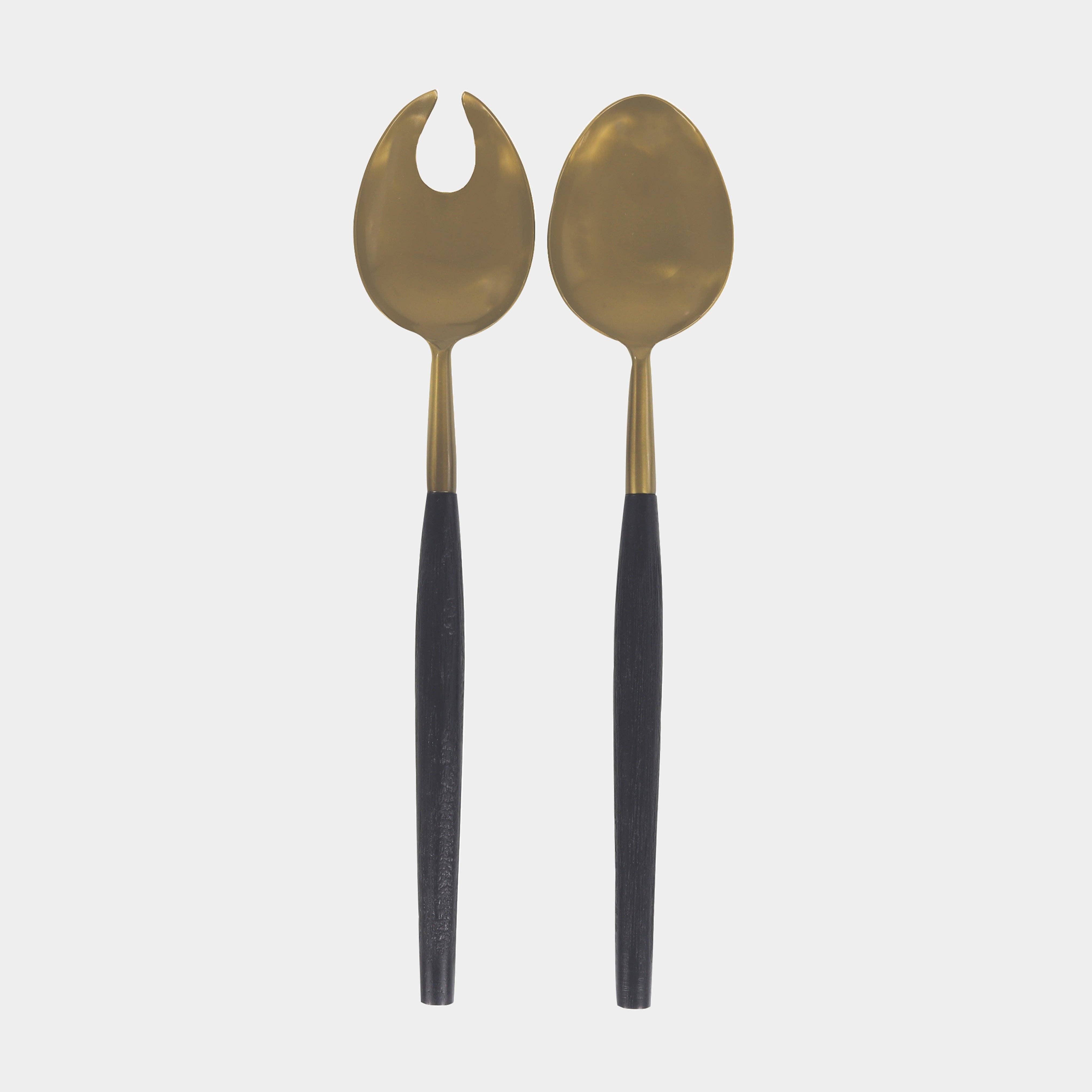 Rox Black Mango Wood and Brass Server Set