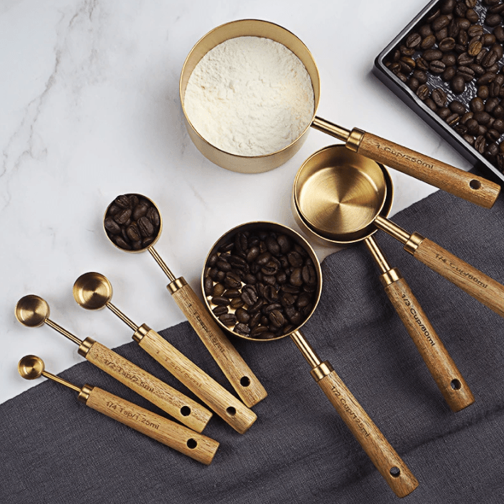 Gold Stainless Steel Measuring Cups Set - Set of 8