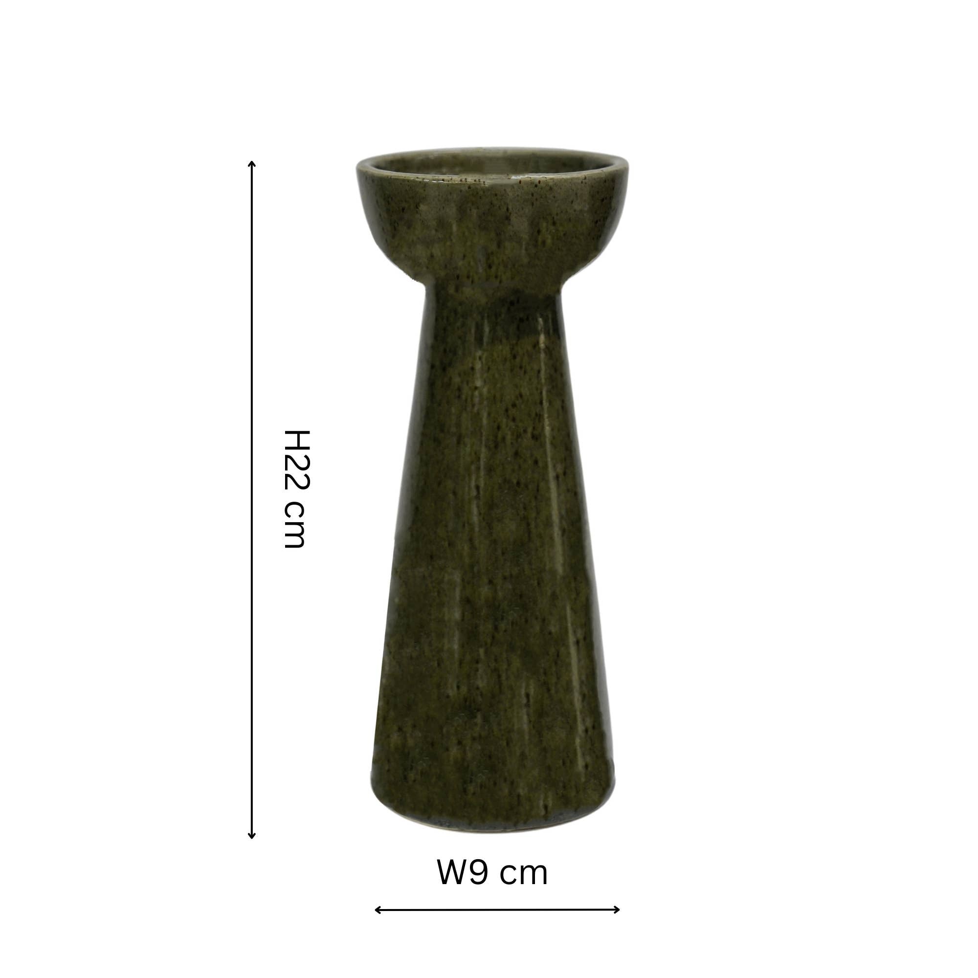 Bowen Ceramic Candle Holder: Moss