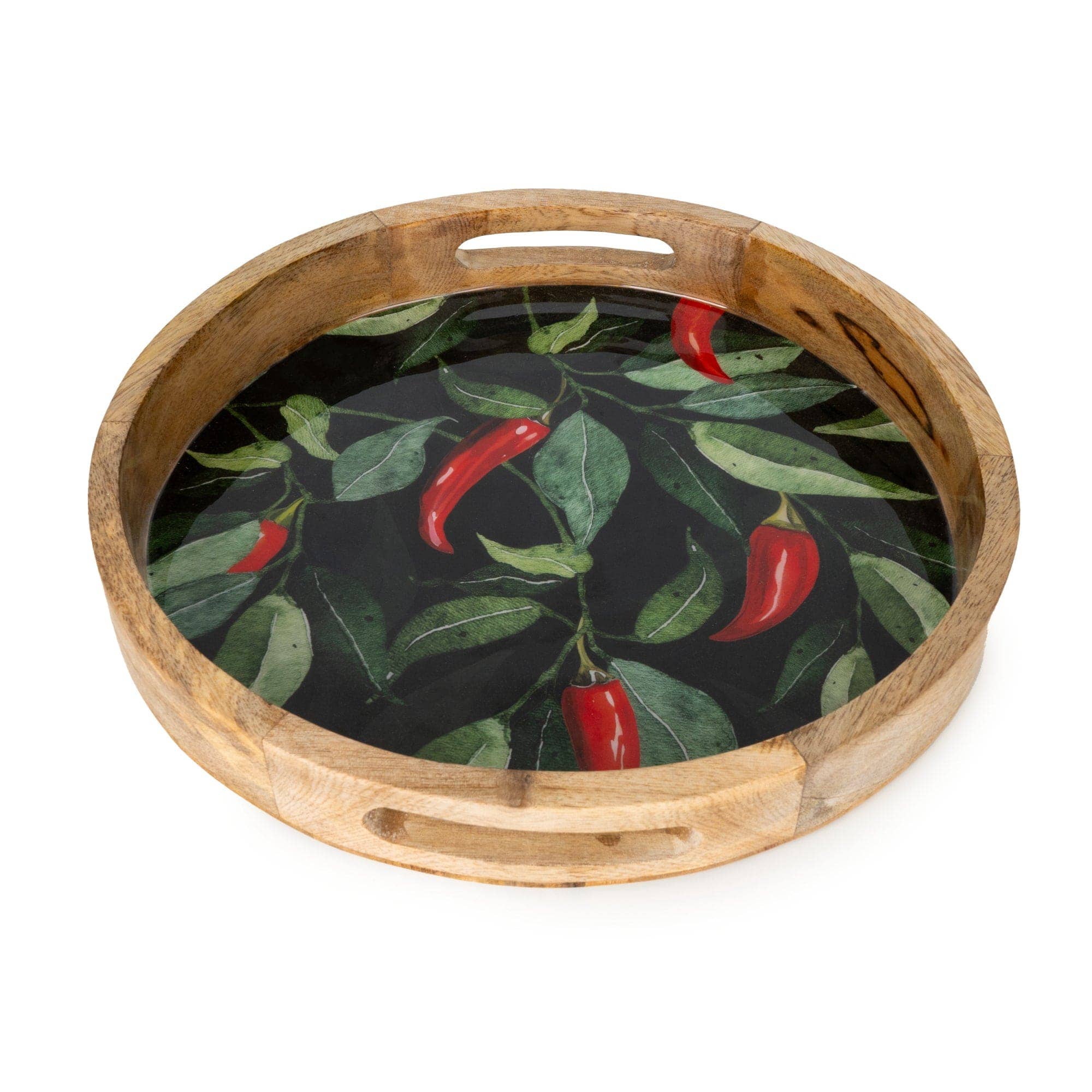 30cm Round Tray - Enamel Chillies Design