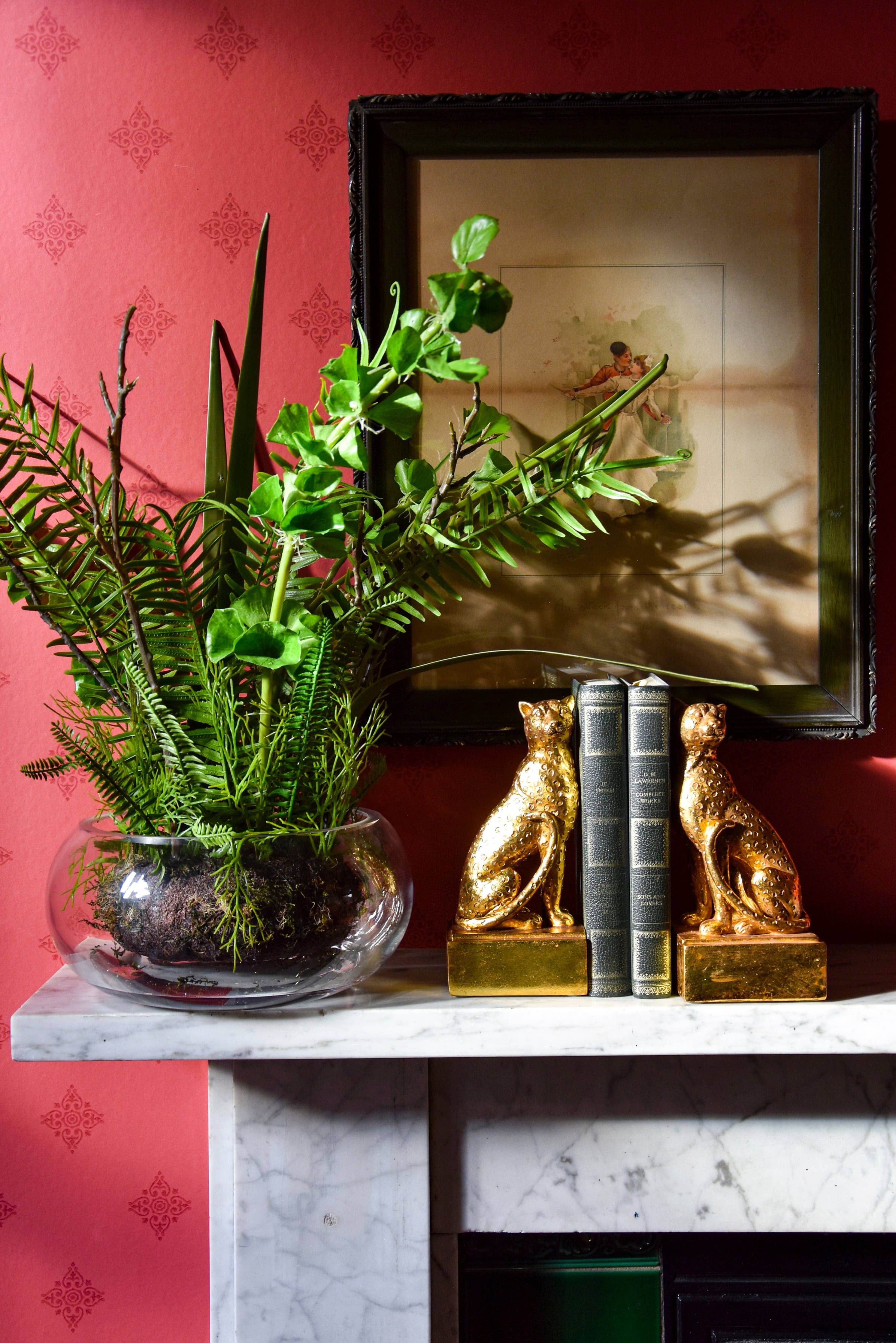 58CM Fern Greenery Arrangement in Glass Fish Bowl