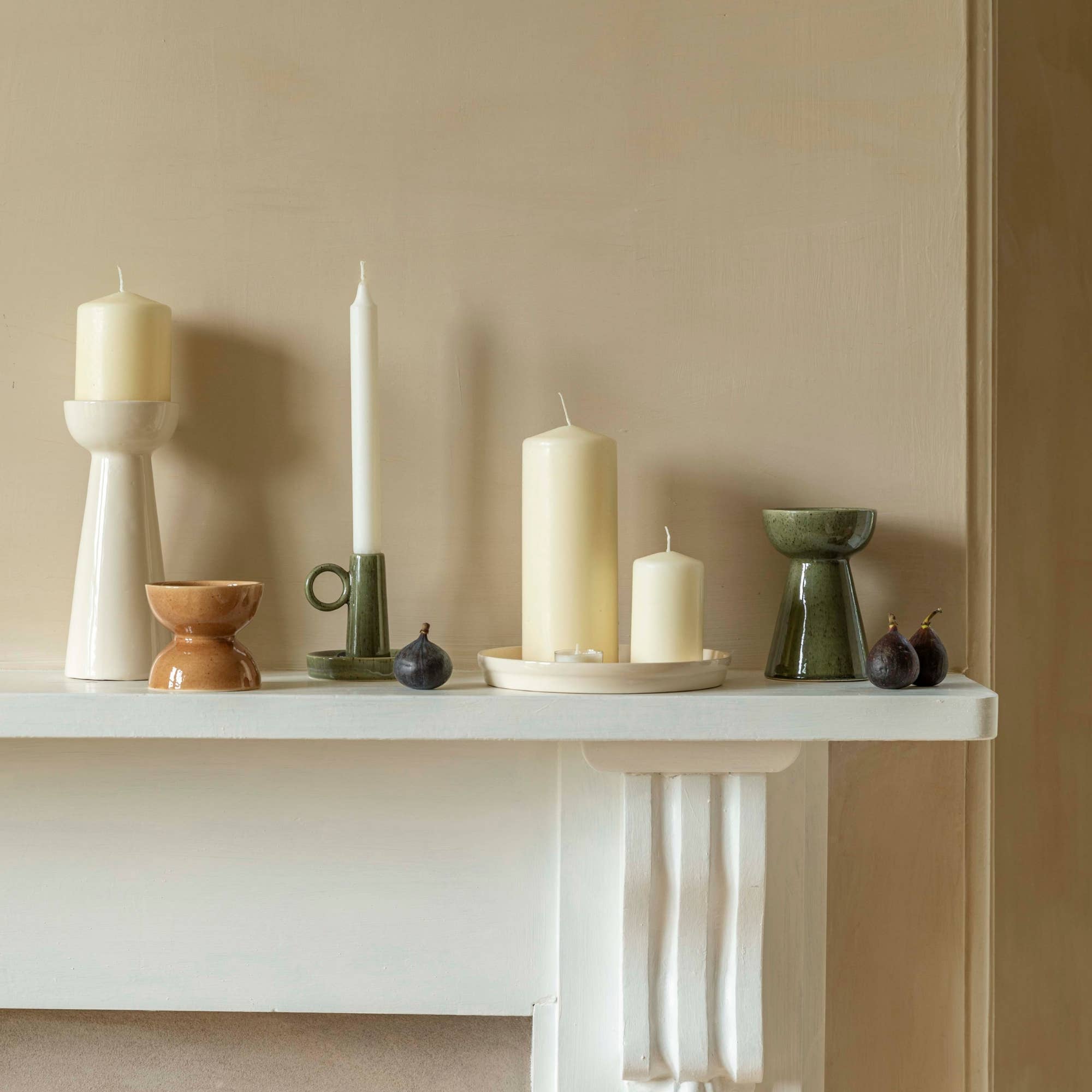 Bowen Ceramic Candle Holder: Moss