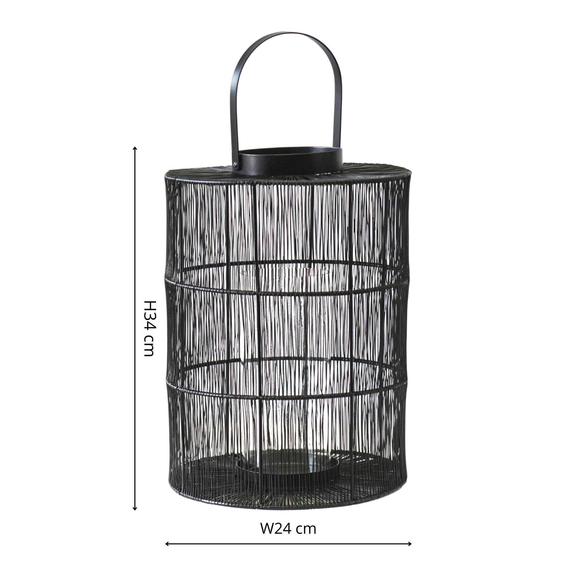Outdoor Portofino Metal Wirework Lantern with Glass Insert, Large