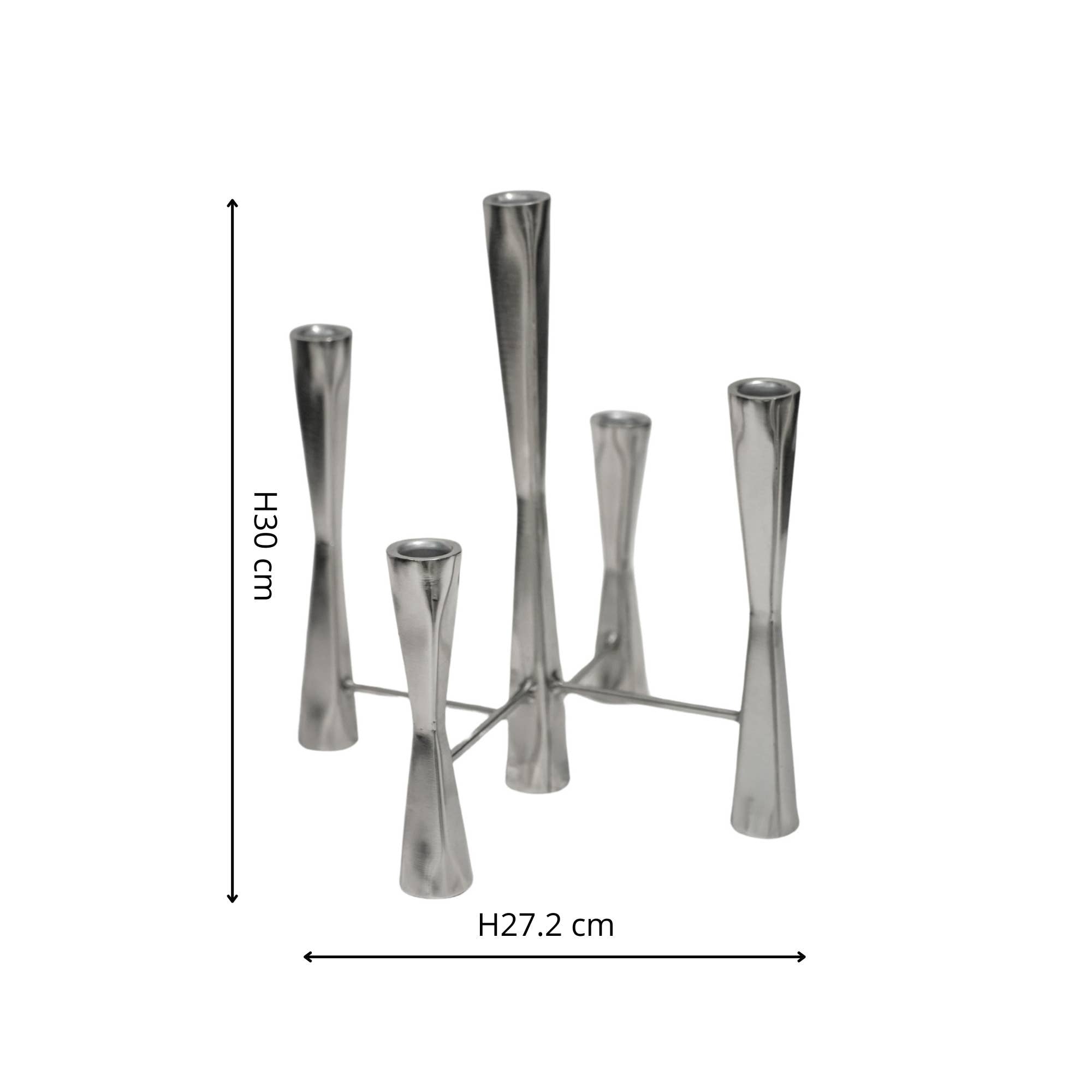 Ivyline Parker 5 Piece Candle Centrepiece H35cm W27.5cm: Silver