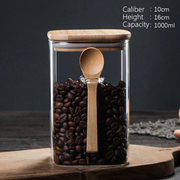 Kitchen Storage Box with Bamboo Lid & Spoon: 1000 ml
