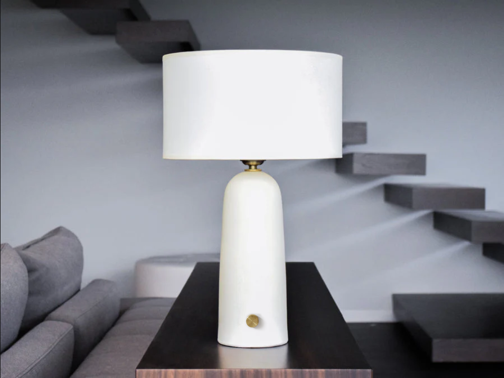 Armona Off-White - Handmade Dimmable Lamp: Brass / Drum