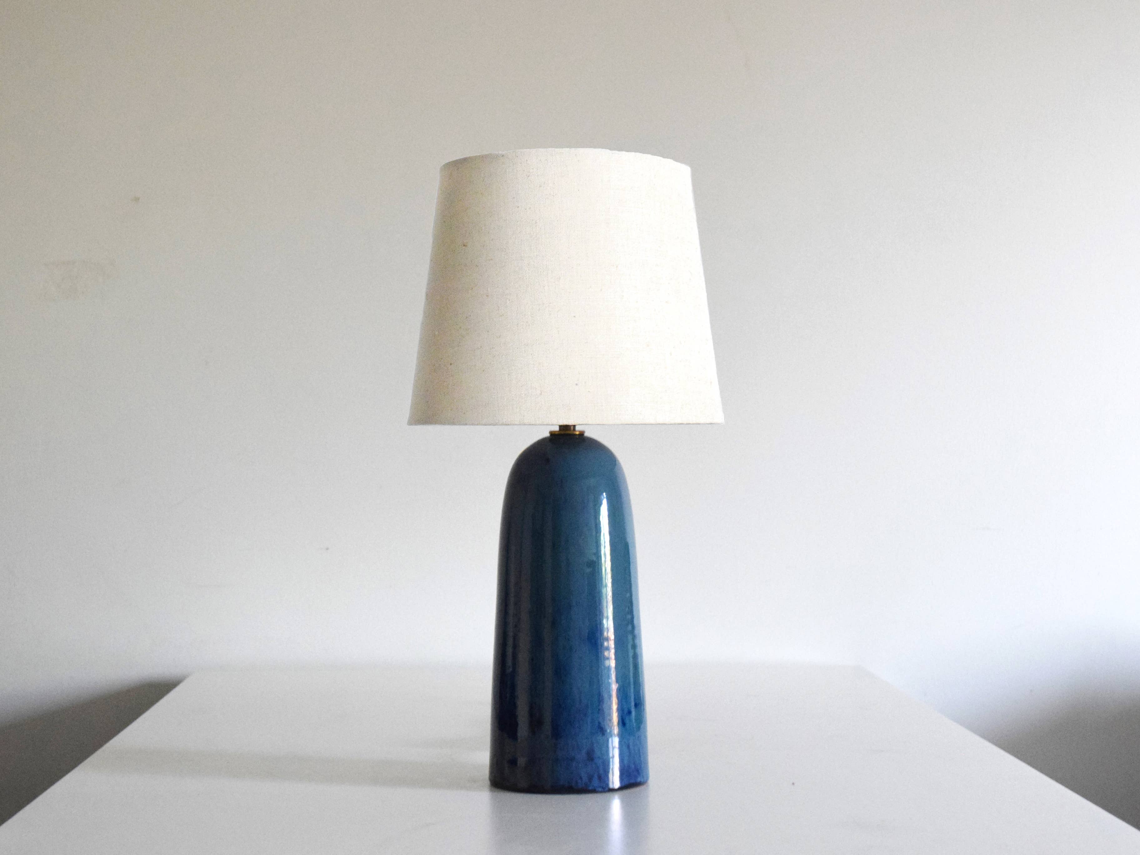 Limited Edition - Marine Blue Handmade Table Lamp: Brass / Tapered