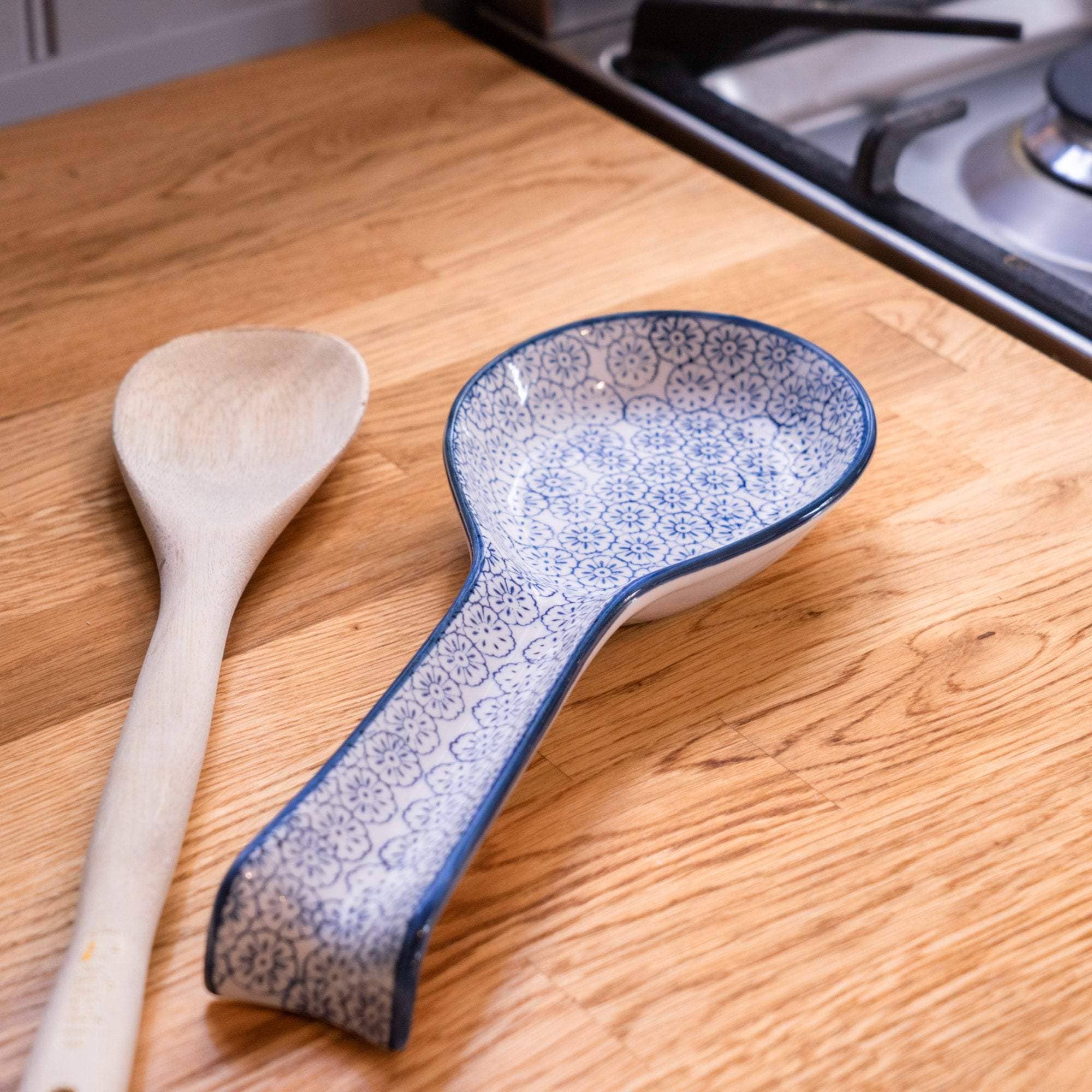 Nicola Spring Porcelain Spoon Utensil Rest Blue Flower