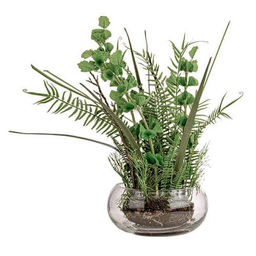 58CM Fern Greenery Arrangement in Glass Fish Bowl 1PK