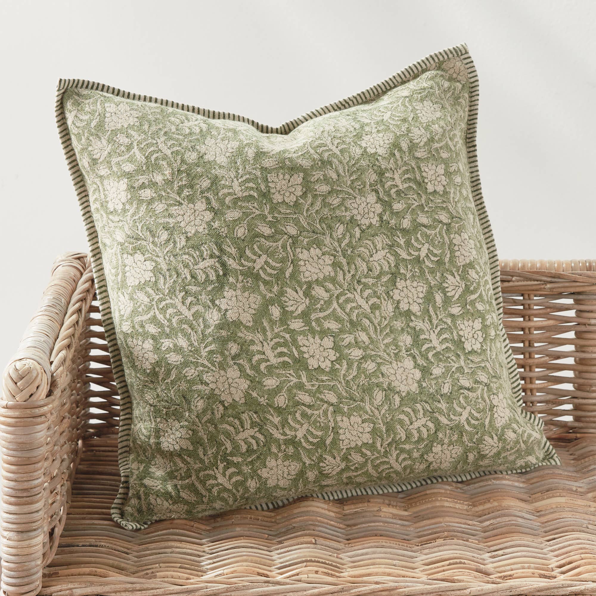 Henriella European Linen Pillow 20", Green