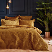 Palmeria Quilted Velvet Duvet Cover Set Gold: Gold / Super King