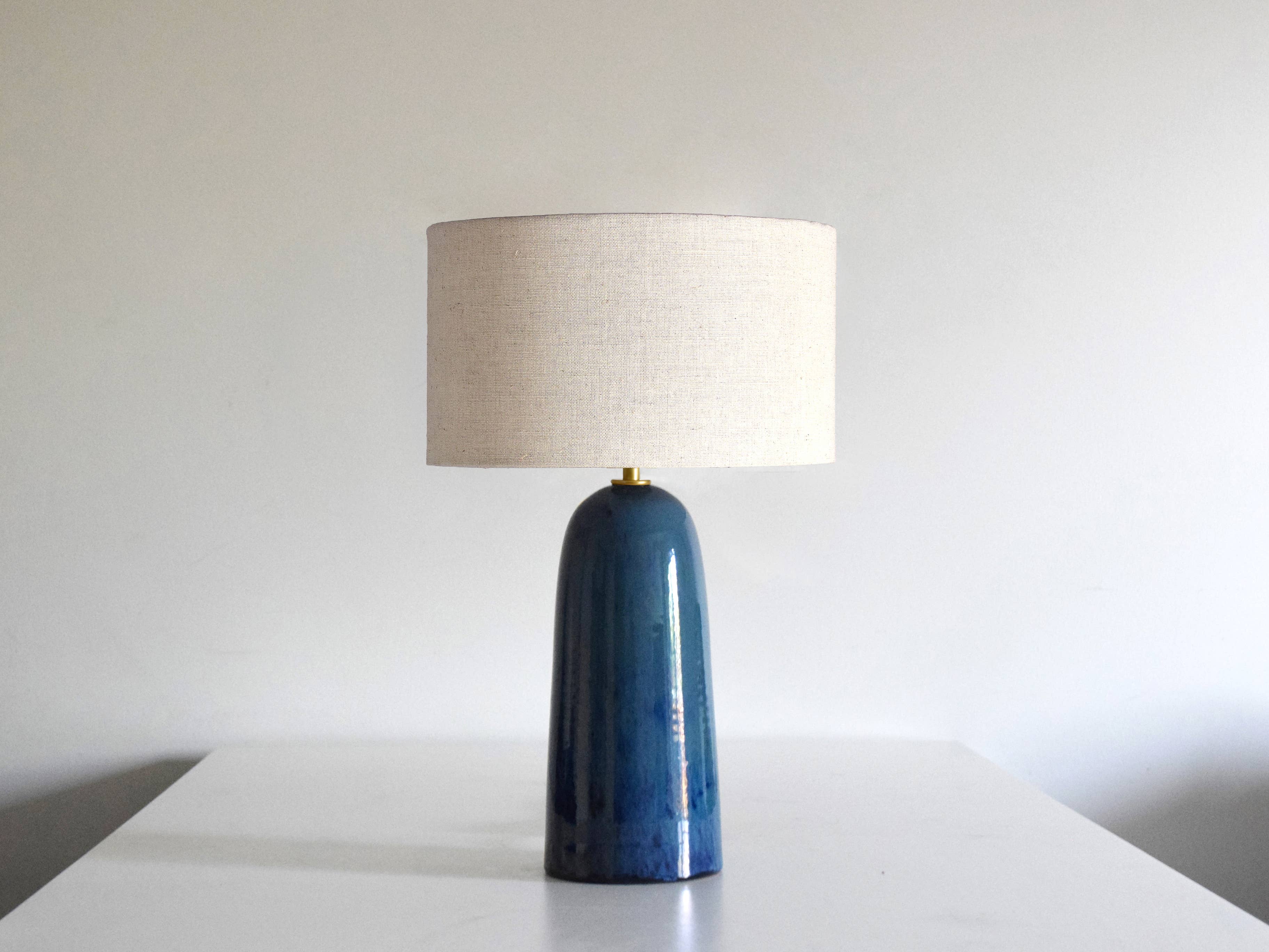 Limited Edition - Marine Blue Handmade Table Lamp: Brass / Tapered