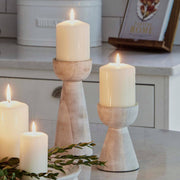 Ivyline Padstow White Wash Wooden Candle Holders, Set of 2