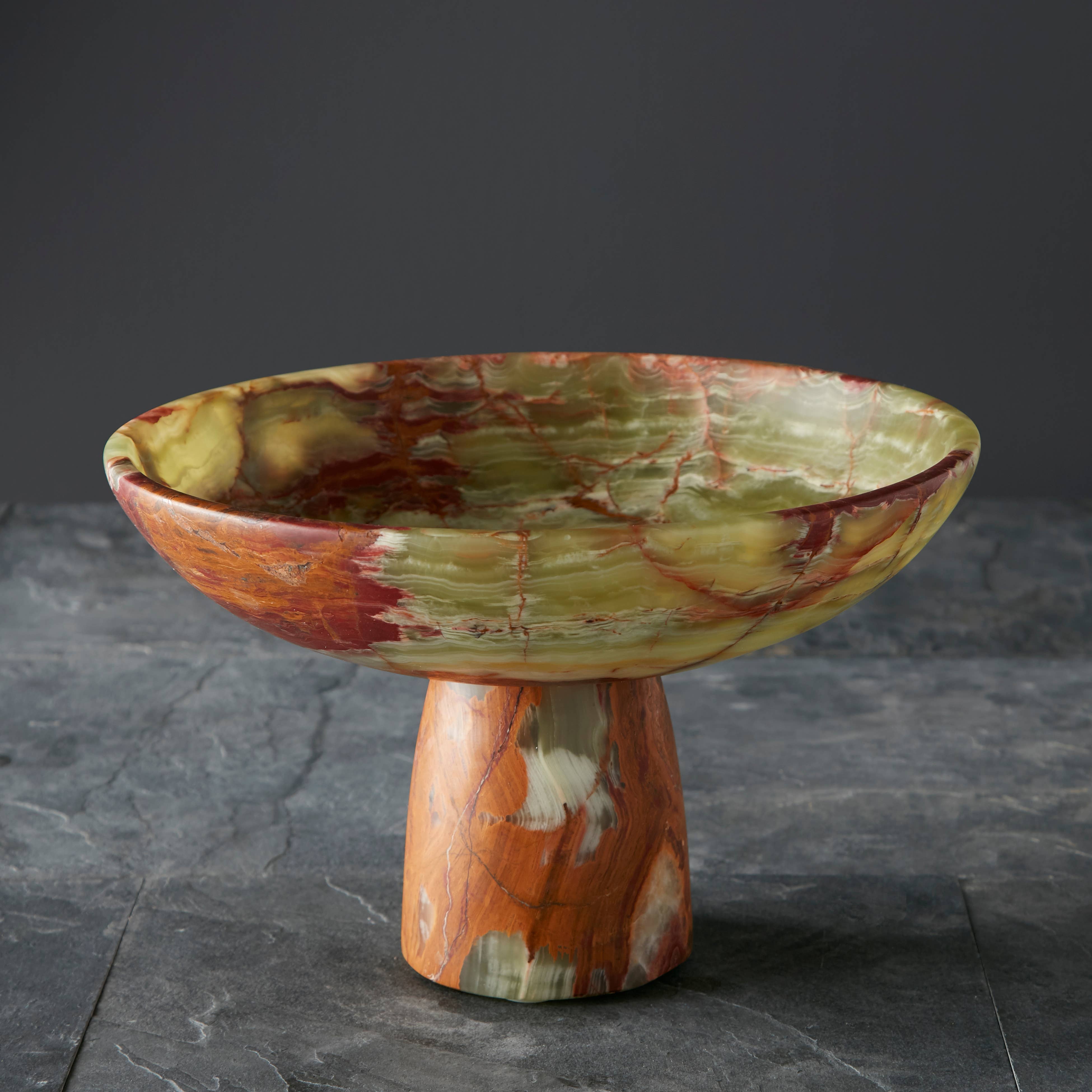 Rhea Collection 12" Zafferano Verde Onyx Honed Finish Footed - PRE ORDER