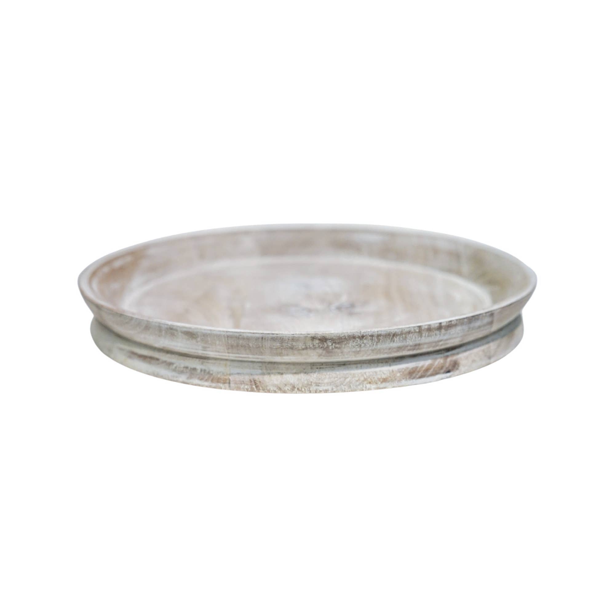 Ivyline Padstow White Wash Wooden Candle Tray D28cm