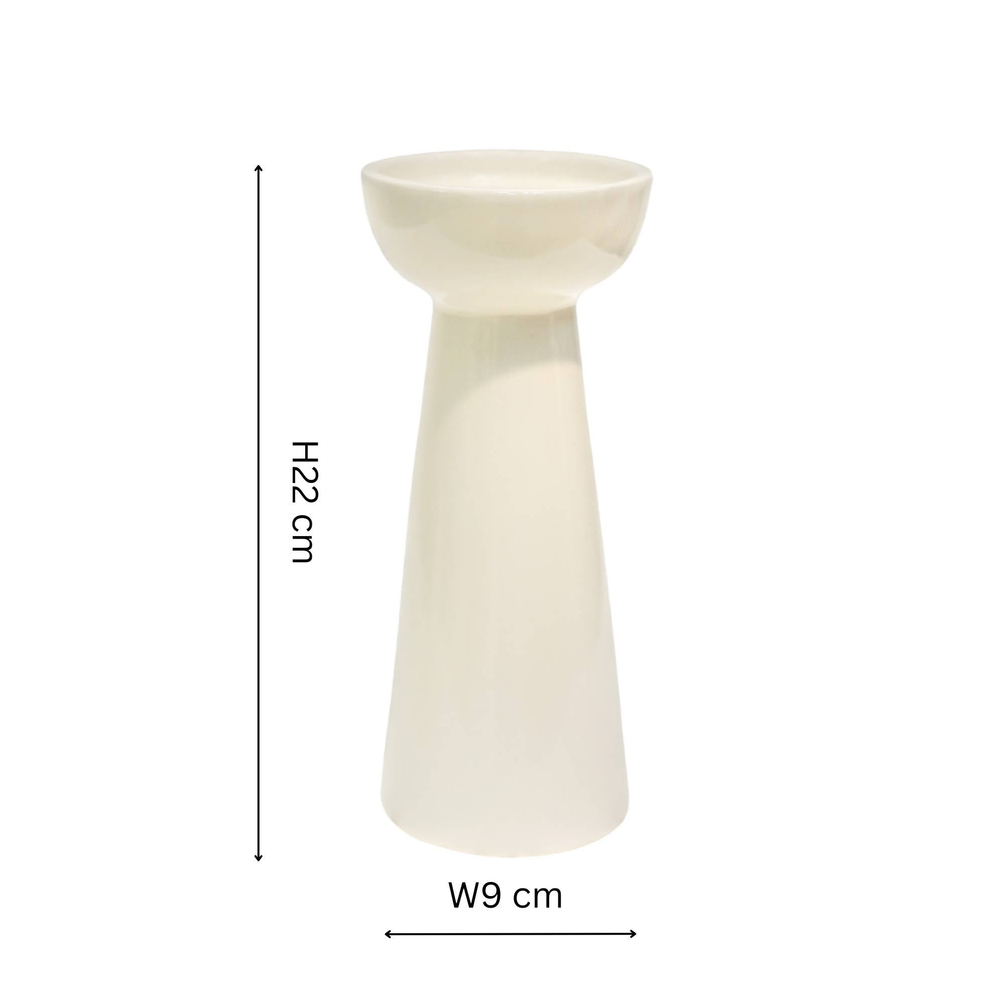 Bowen Ceramic Candle Holder: Linen