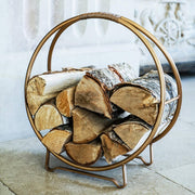 Contemporary Round Log Holder, Copper Finish